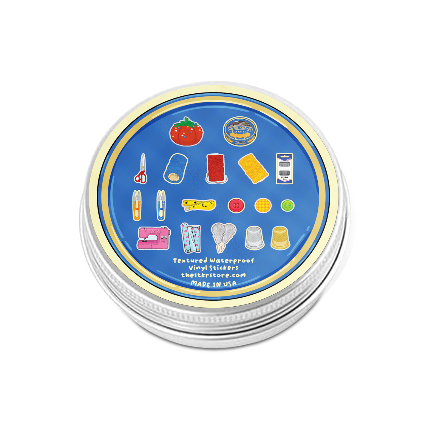 Mini Sewing Kit Cookie Tin Stickers