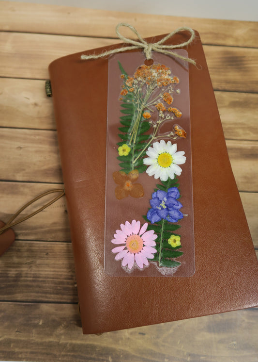 Multicolor Pressed Flower Bookmark Twine Bow