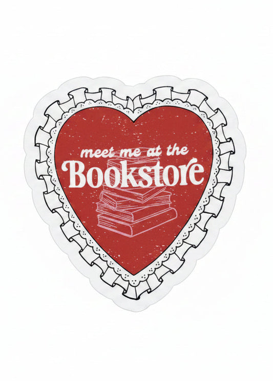Meet Me at the Bookstore Heart Sticker