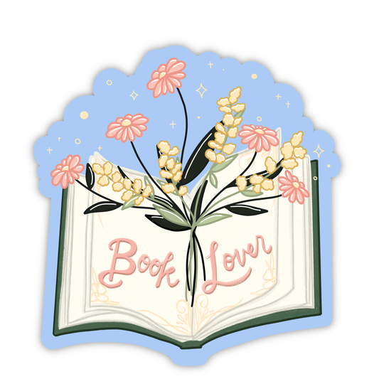 Book Lover Flower Sticker