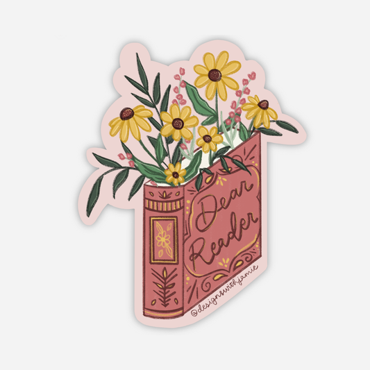 Dear Reader Book Flower Sticker