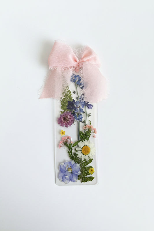 Wildflower Bookmark Blush Pink Bow