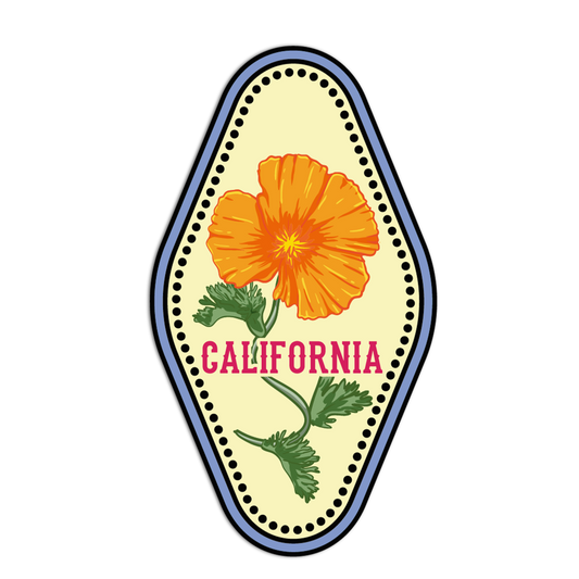 California Poppy Flower Motel Key Sticker